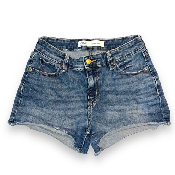 Signature Levis Womens Denim Blue Jean Shorts High Rise Stretch Cutoff Size 2 26 - Picture 1 of 8
